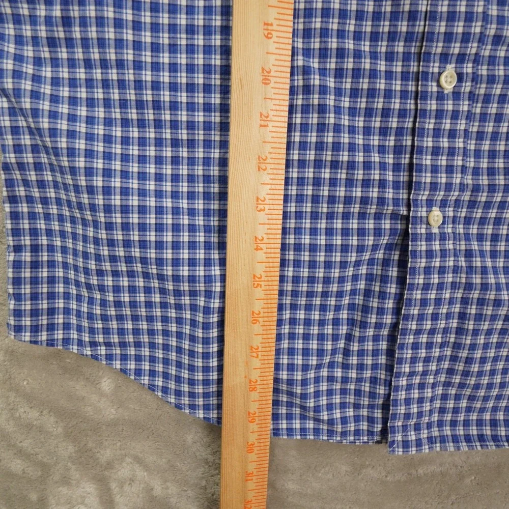 Ralph Lauren Button Up Shirt Men's Large Blue White Plaid Long Sleeve Preppy‎